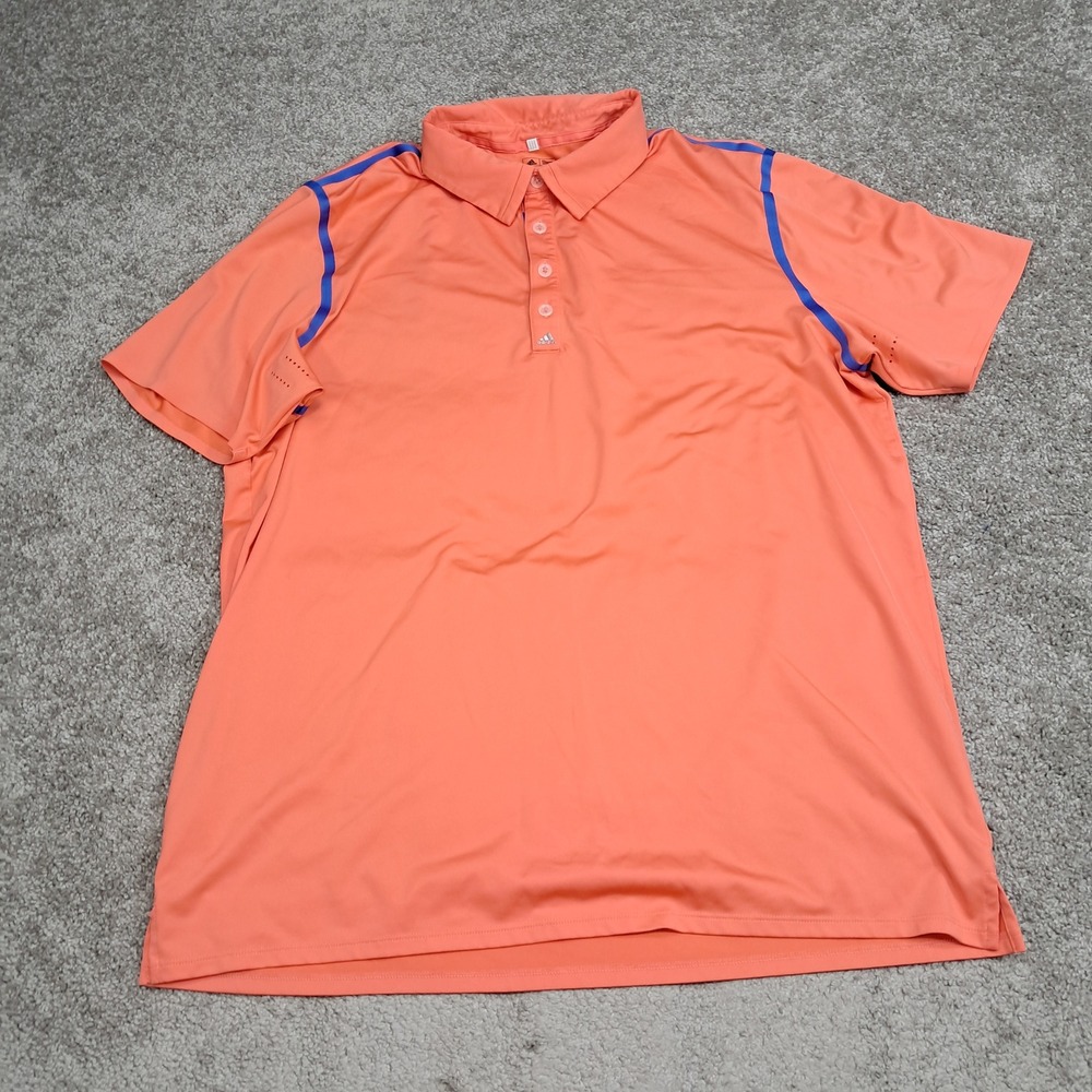 Adidas Puremotion Coolmax Golf Polo Shirt Mens XL Orange Blue Piping 7806